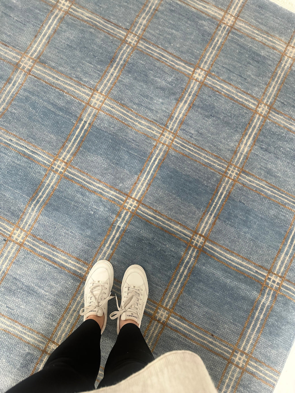 Concord Blue Plaid Hand-Knotted Wool Rug