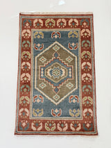 Charlotte Modern Oushak rug in blue, hand-knotted 100% wool — detail