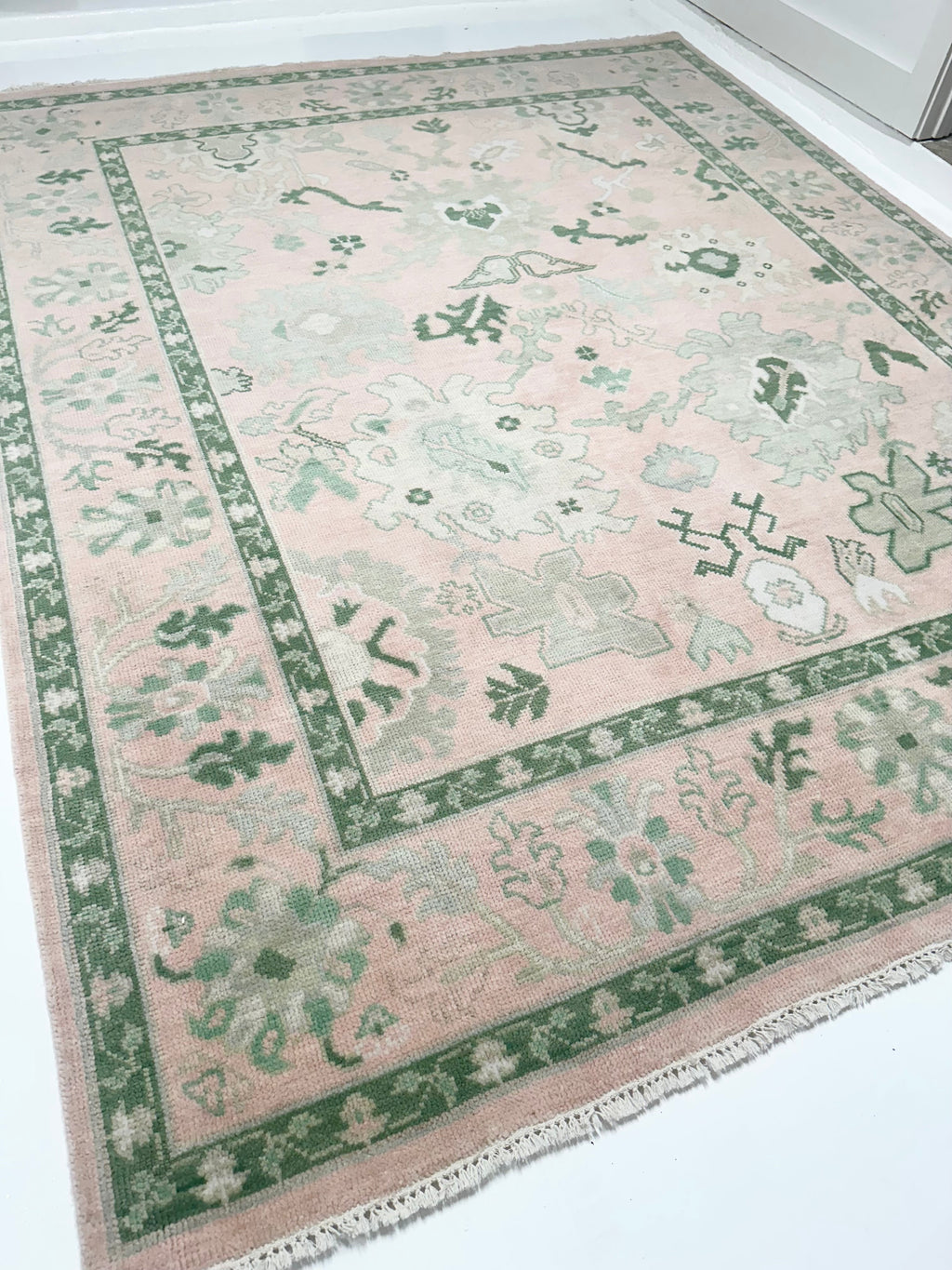 Rio Pink and Green Modern Oushak