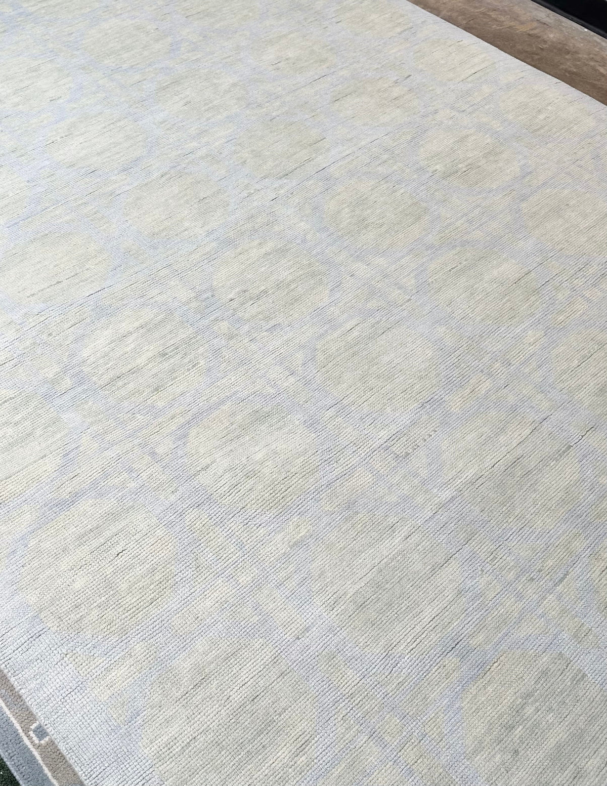 Newport Blue and Green Hand-Knotted Wool Rug