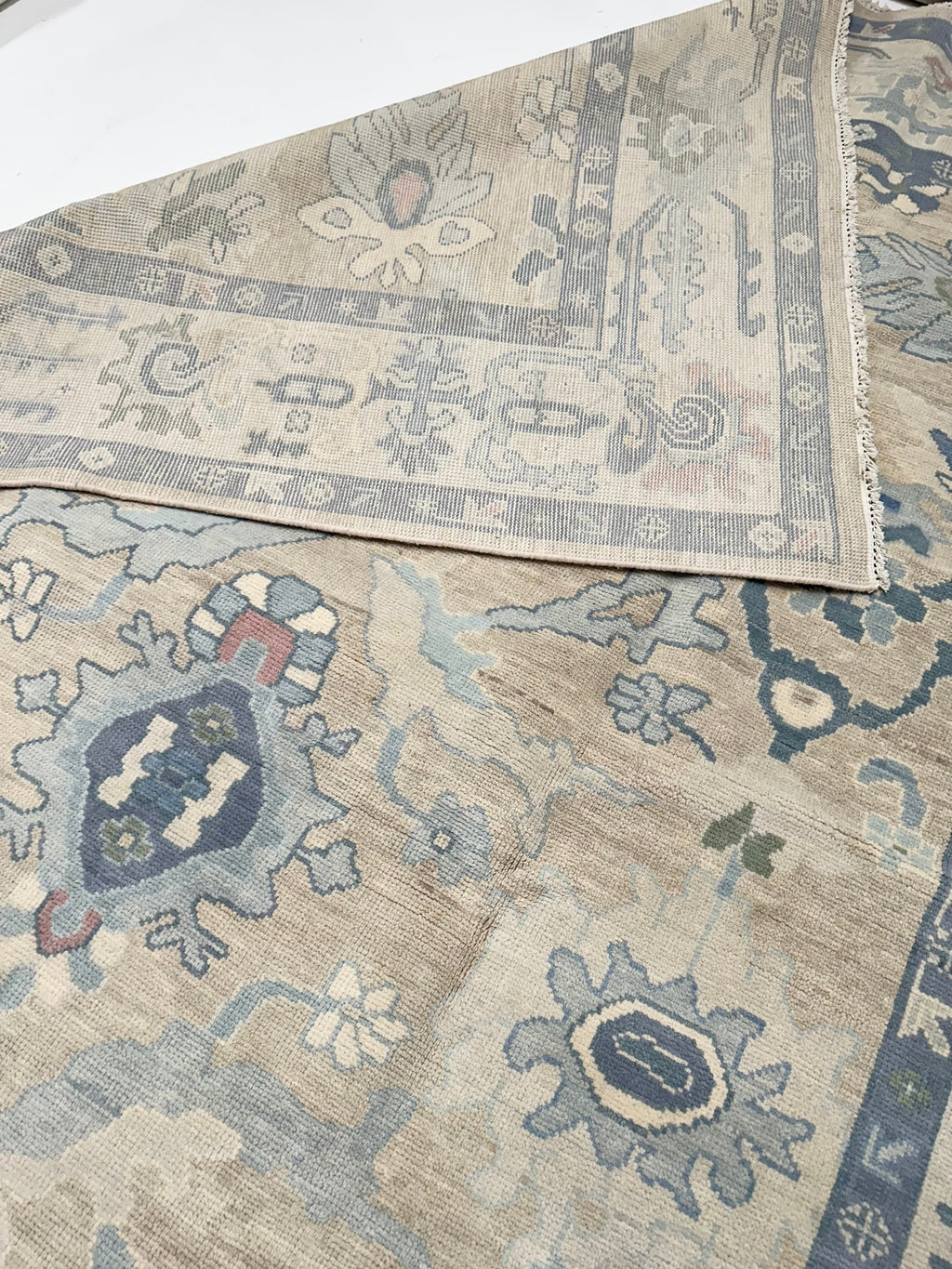 Columbia Blue Modern Oushak Rug