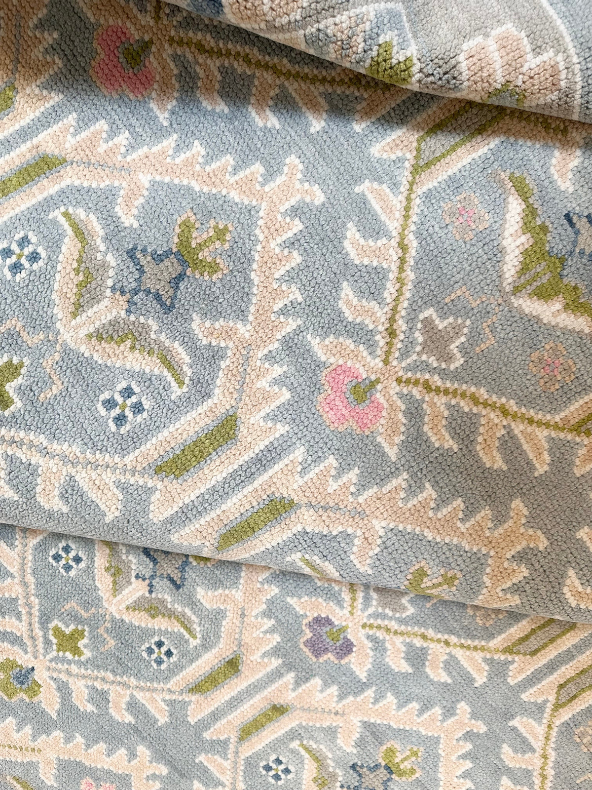 Copenhagen Light Blue Colorful Hand-Knotted Wool Rug