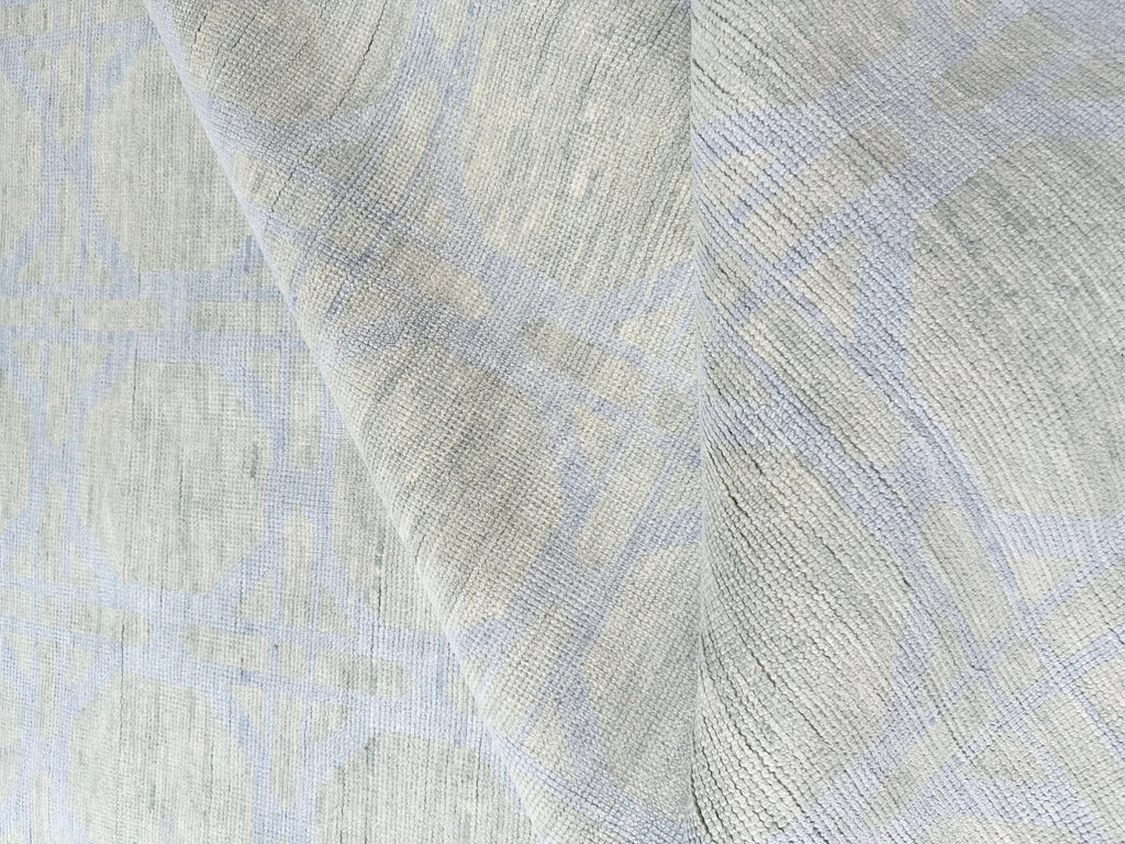 Newport Blue and Green Hand-Knotted Wool Rug