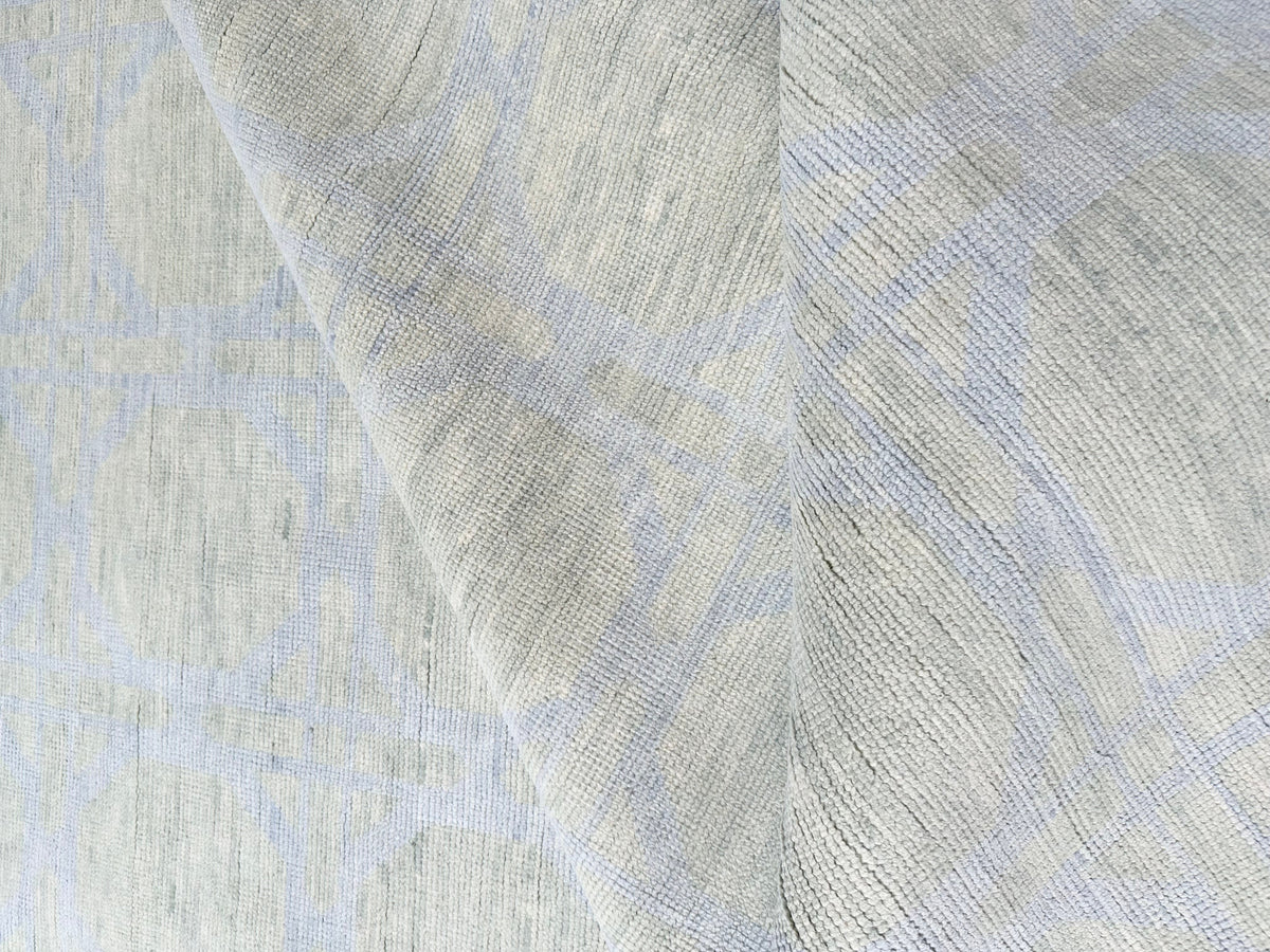 Newport Blue and Green Hand-Knotted Wool Rug