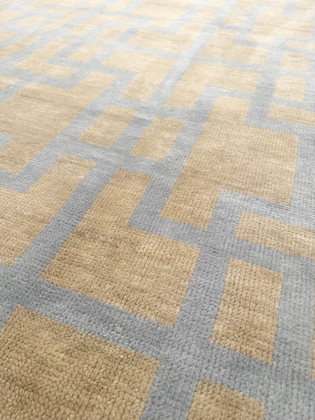 Nashville Blue and Tan Hand-Knotted Wool Rug