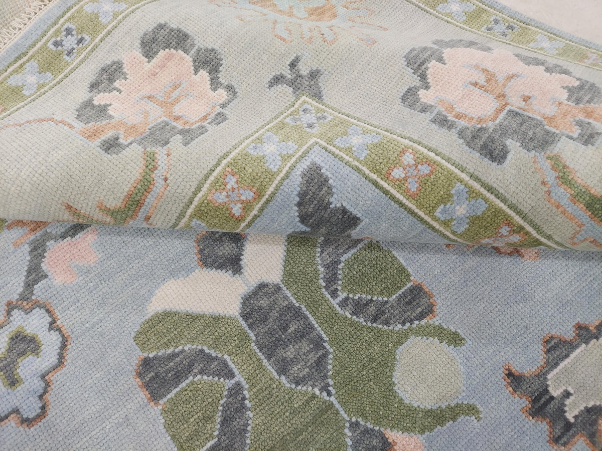 Geneva Green and Blue Modern Oushak Rug