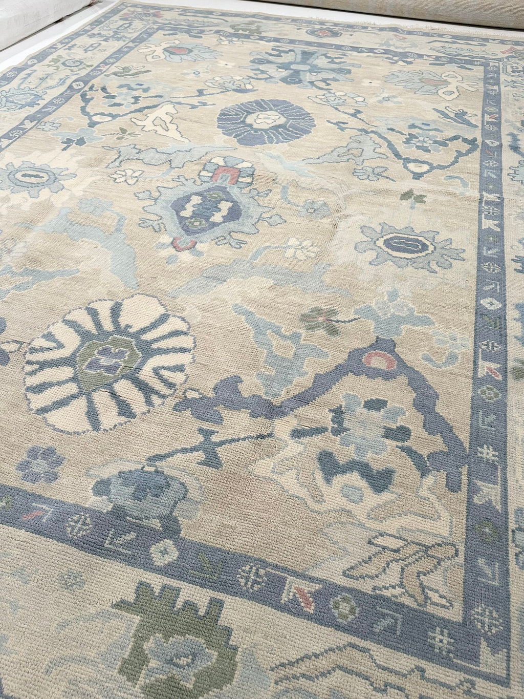 Columbia Blue Modern Oushak Rug