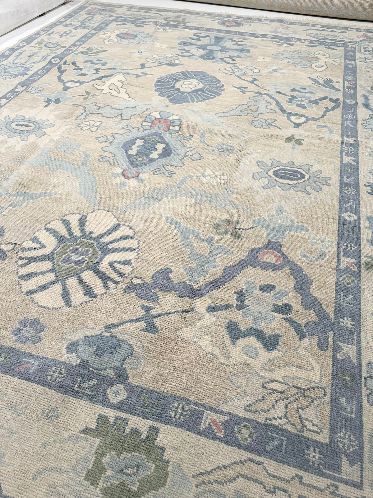 Columbia Blue Modern Oushak Rug