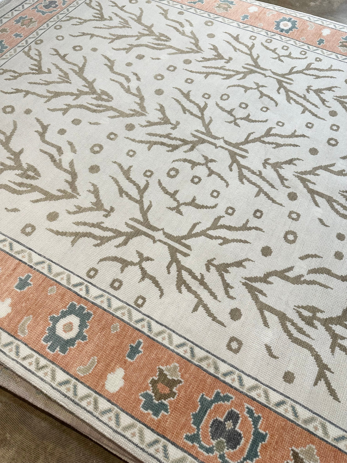 Lhasa Coral Hand-Knotted Wool Rug