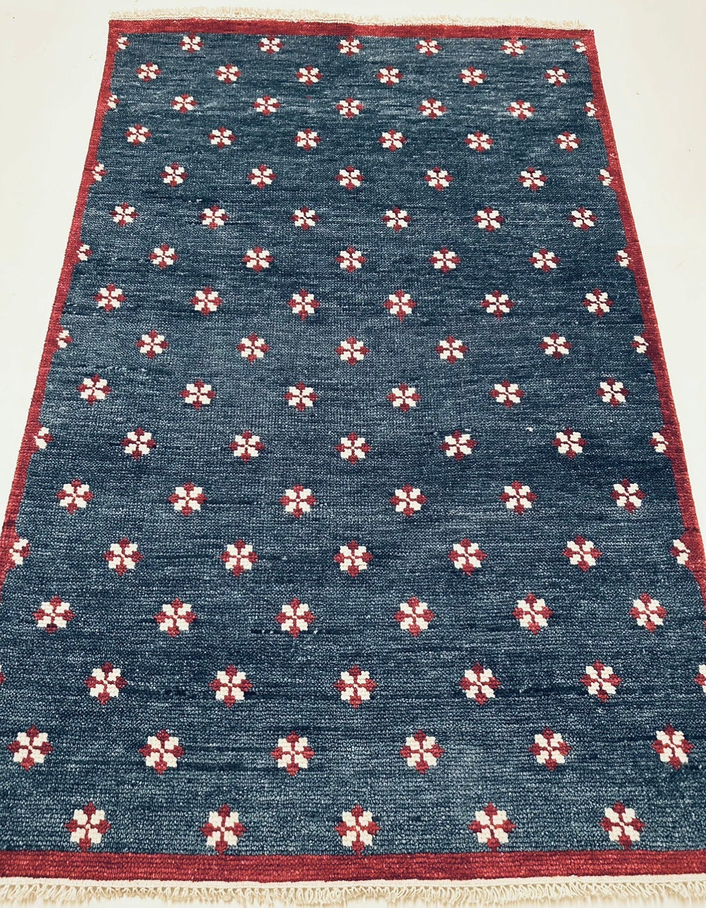 Philadelphia Red, White and Blue Hand-Knotted Wool Rug