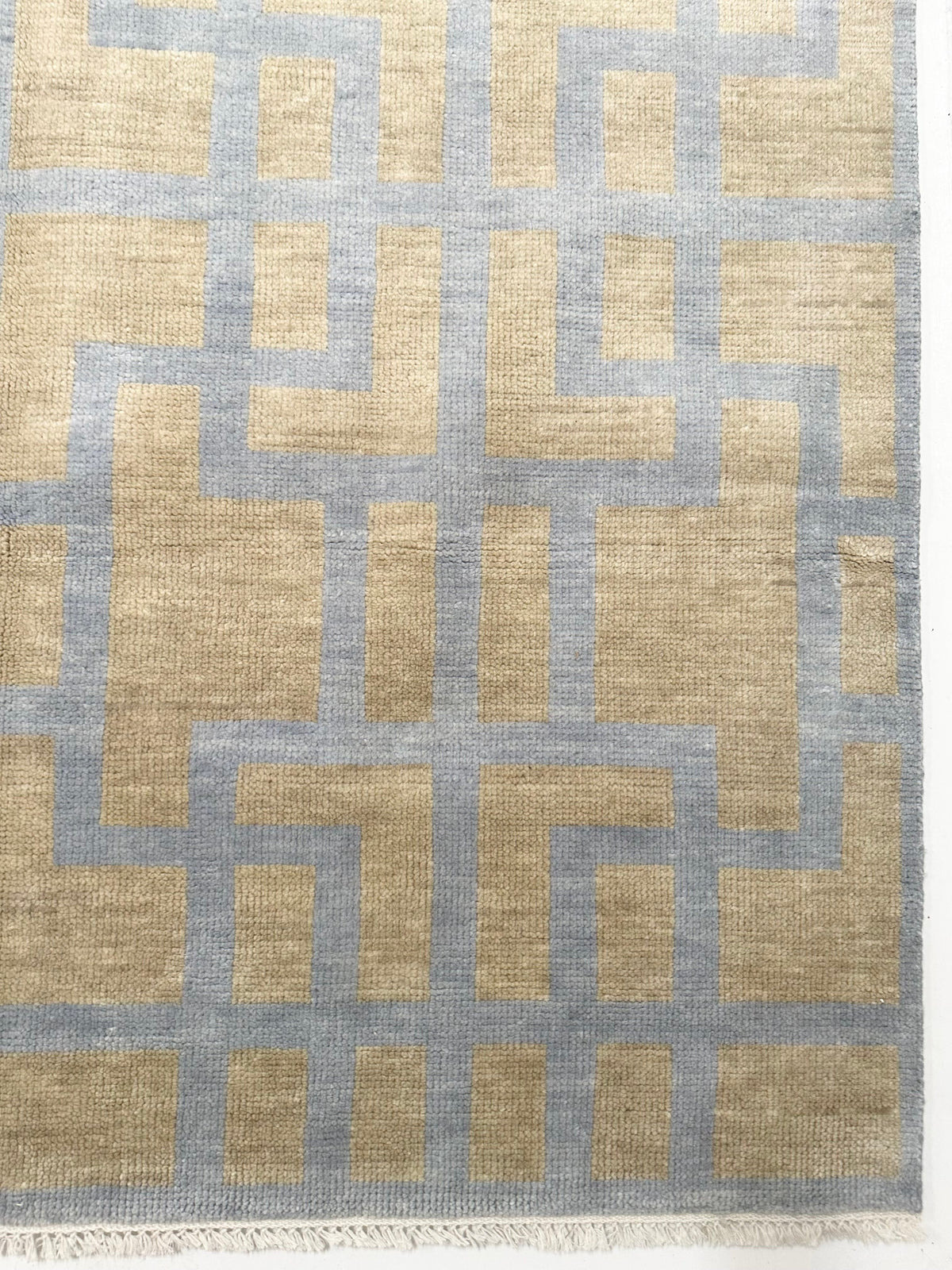 Nashville Blue and Tan Hand-Knotted Wool Rug