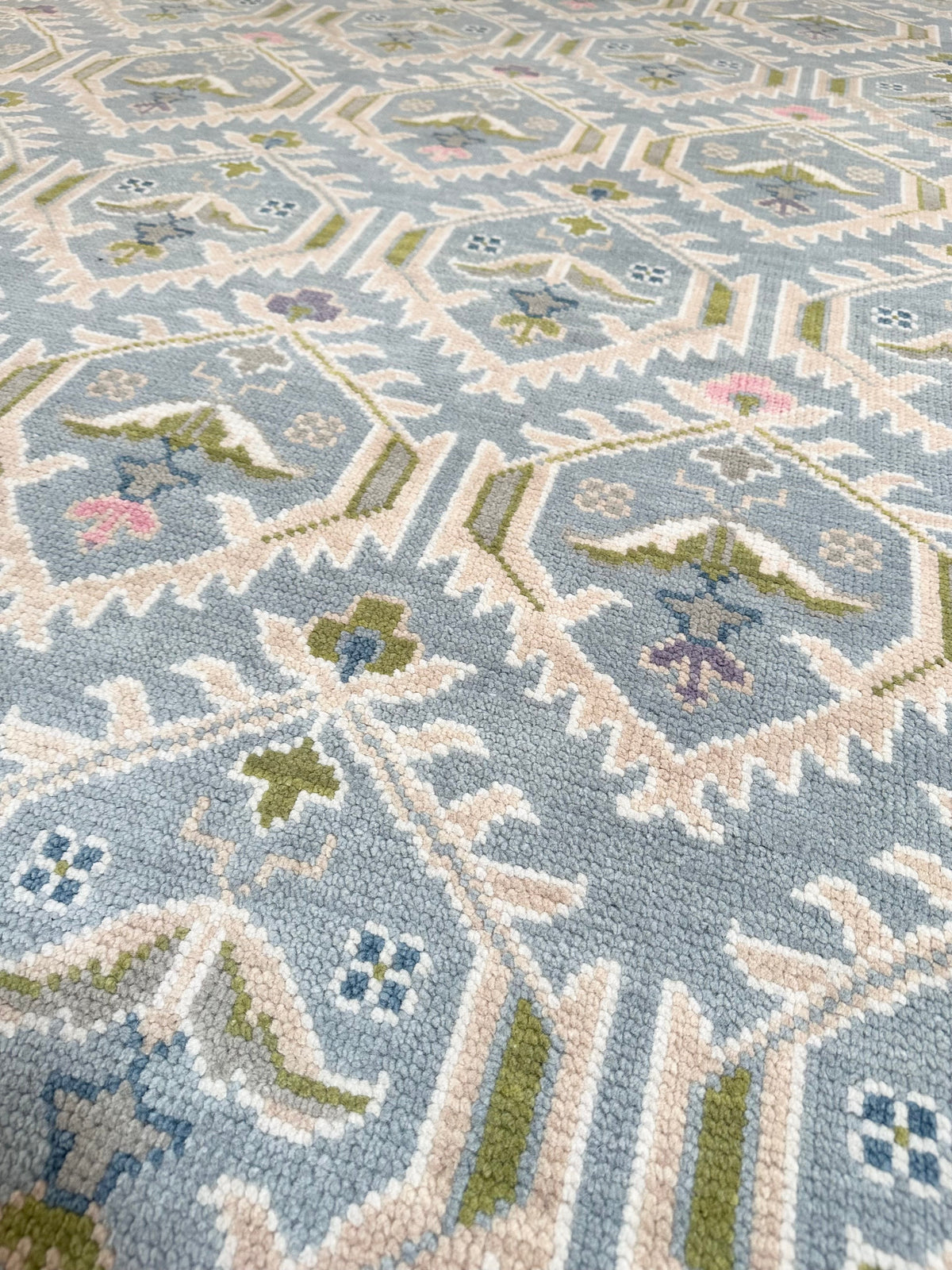 Copenhagen Light Blue Colorful Hand-Knotted Wool Rug