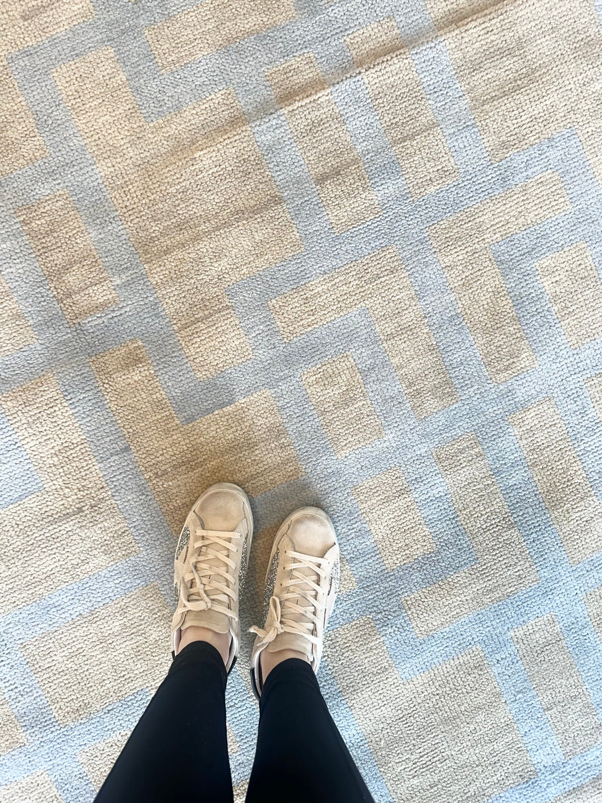 Nashville Blue and Tan Hand-Knotted Wool Rug