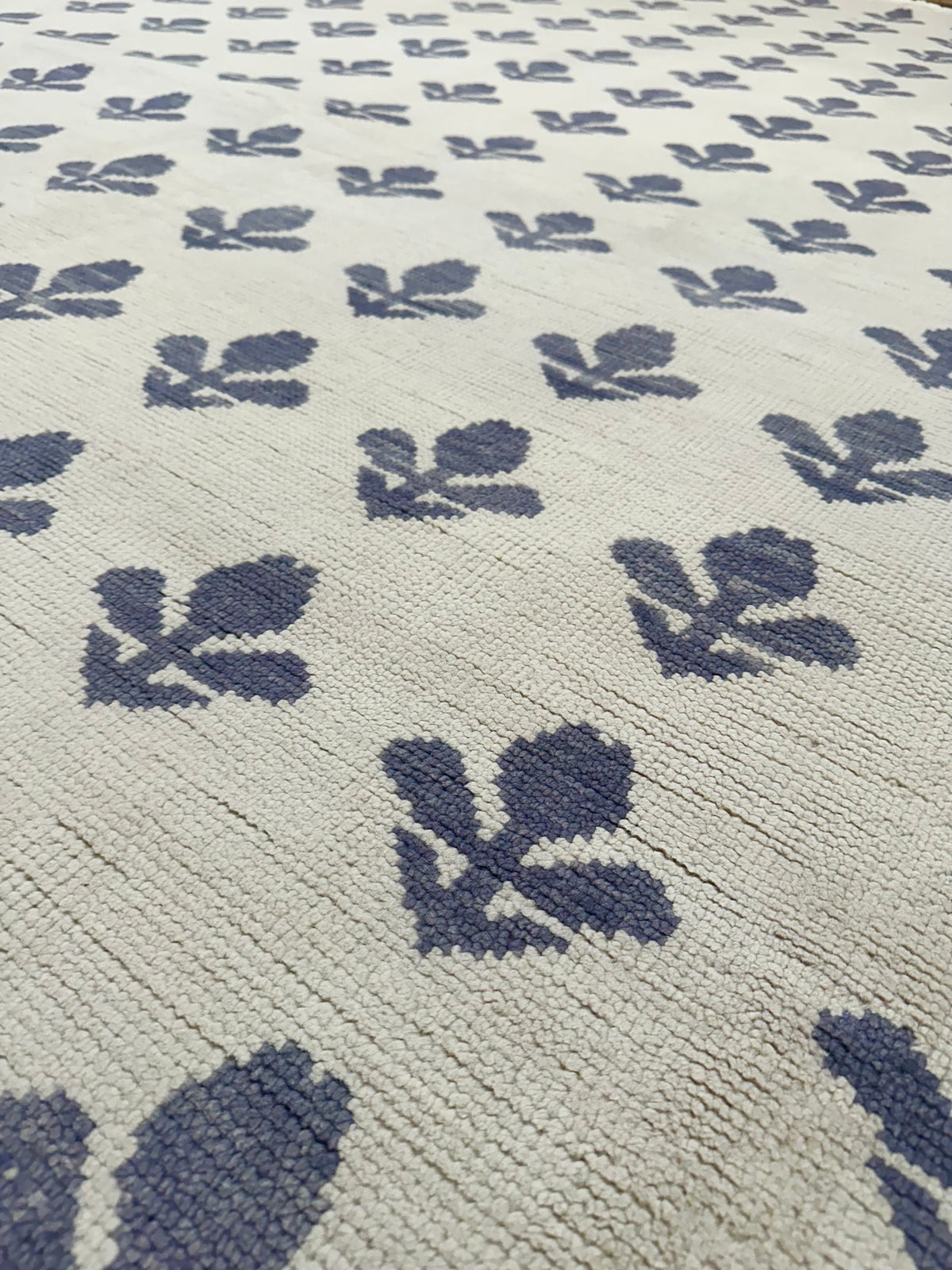 Florence French Blue Hand-Knotted Wool Rug