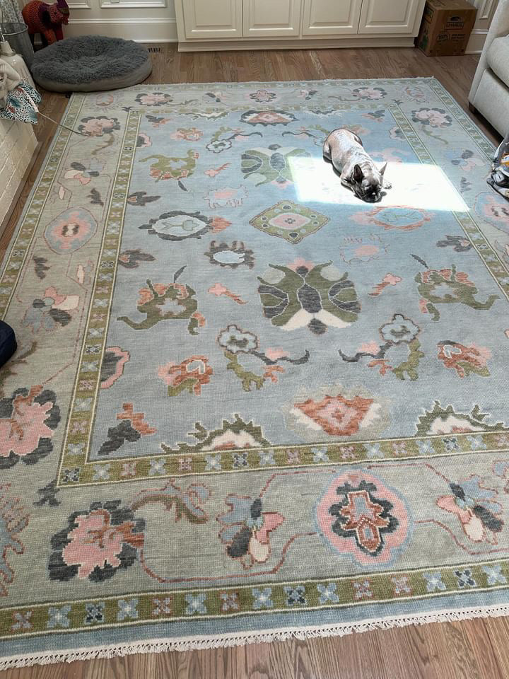 Geneva Green and Blue Modern Oushak Rug