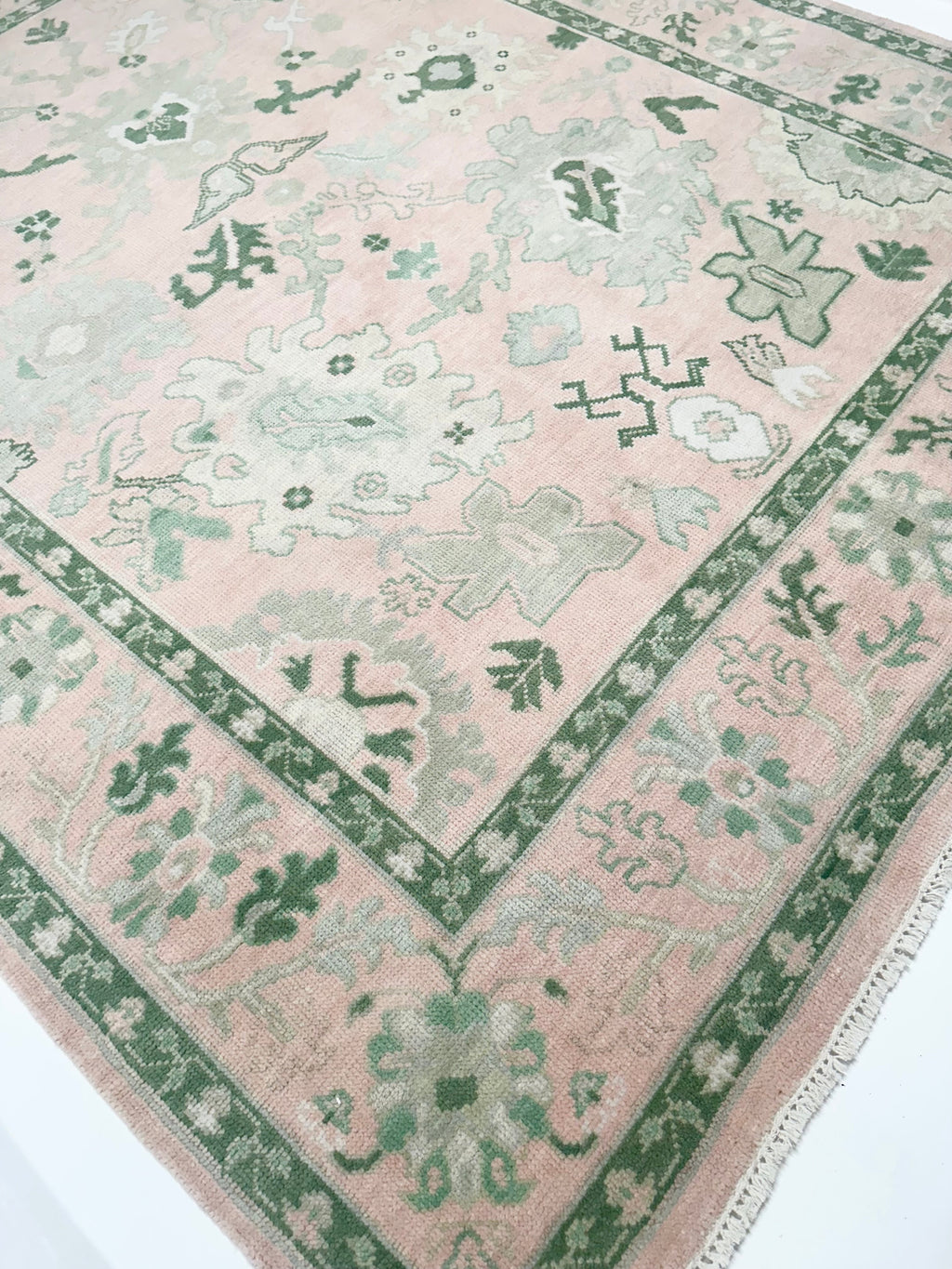 Rio Pink and Green Modern Oushak