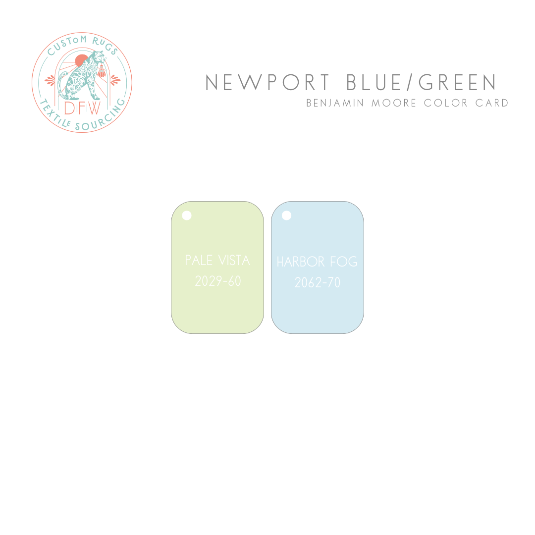 Newport Blue and Green Hand-Knotted Wool Rug