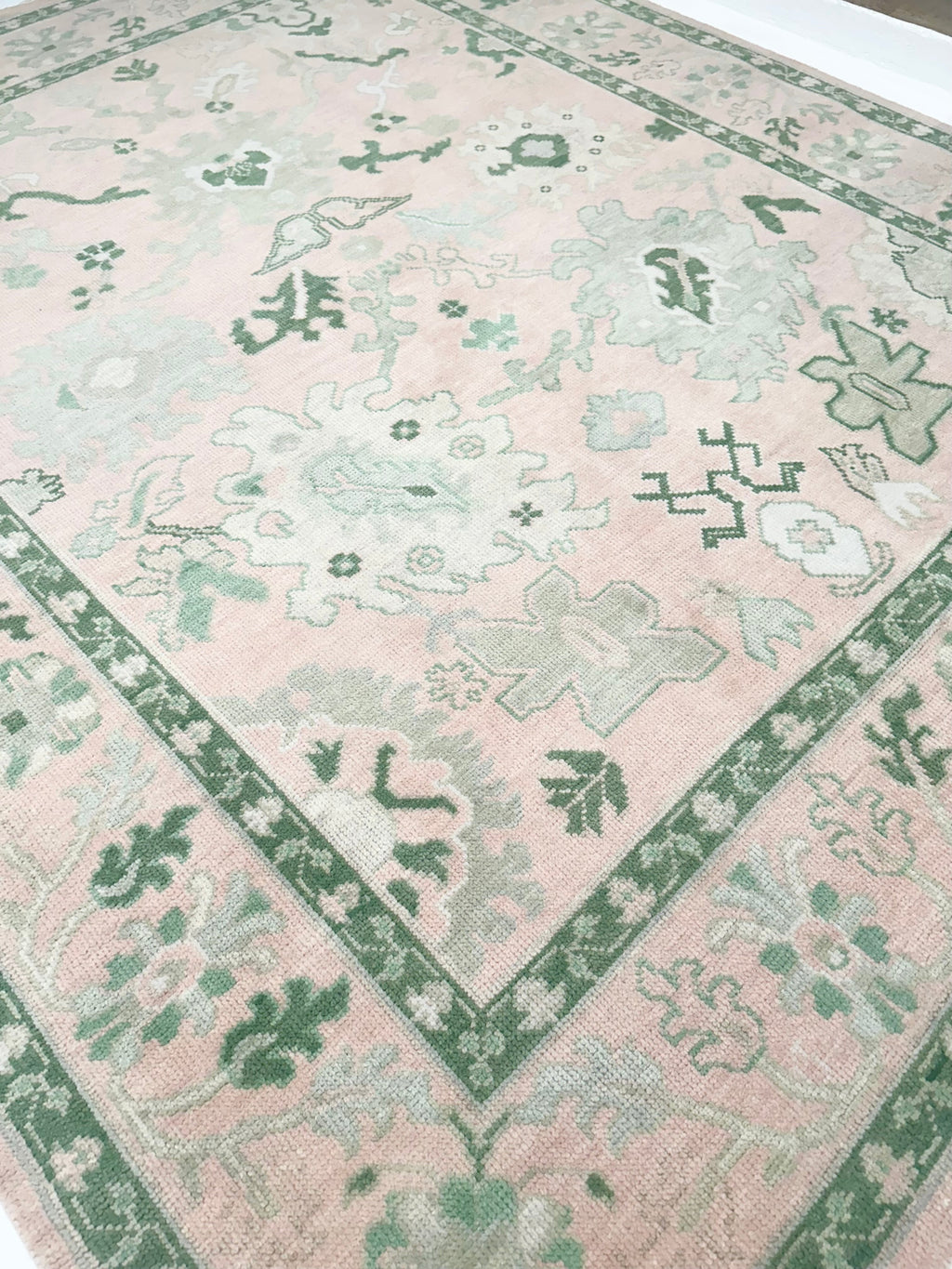 Rio Pink and Green Modern Oushak