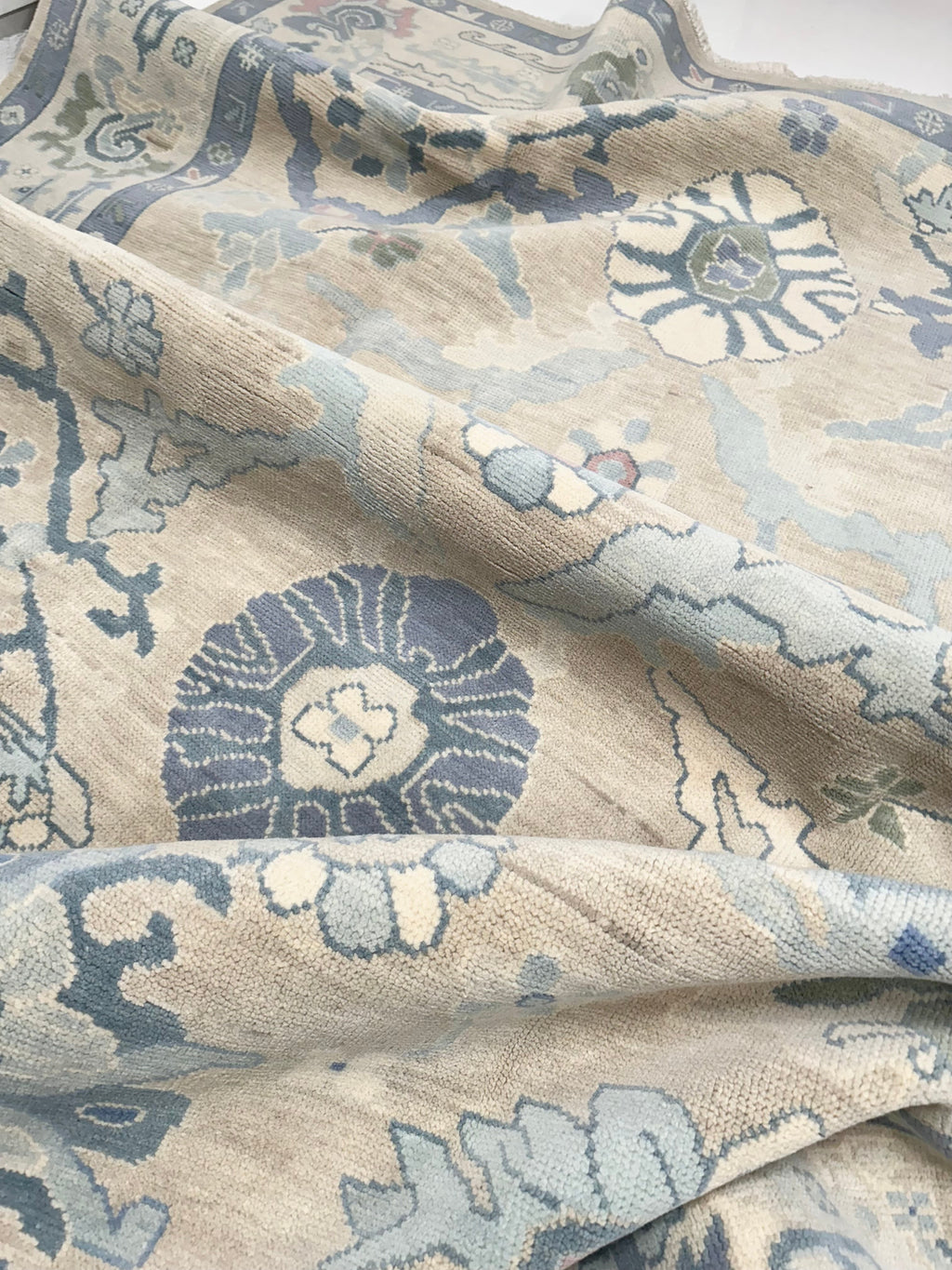 Columbia Blue Modern Oushak Rug