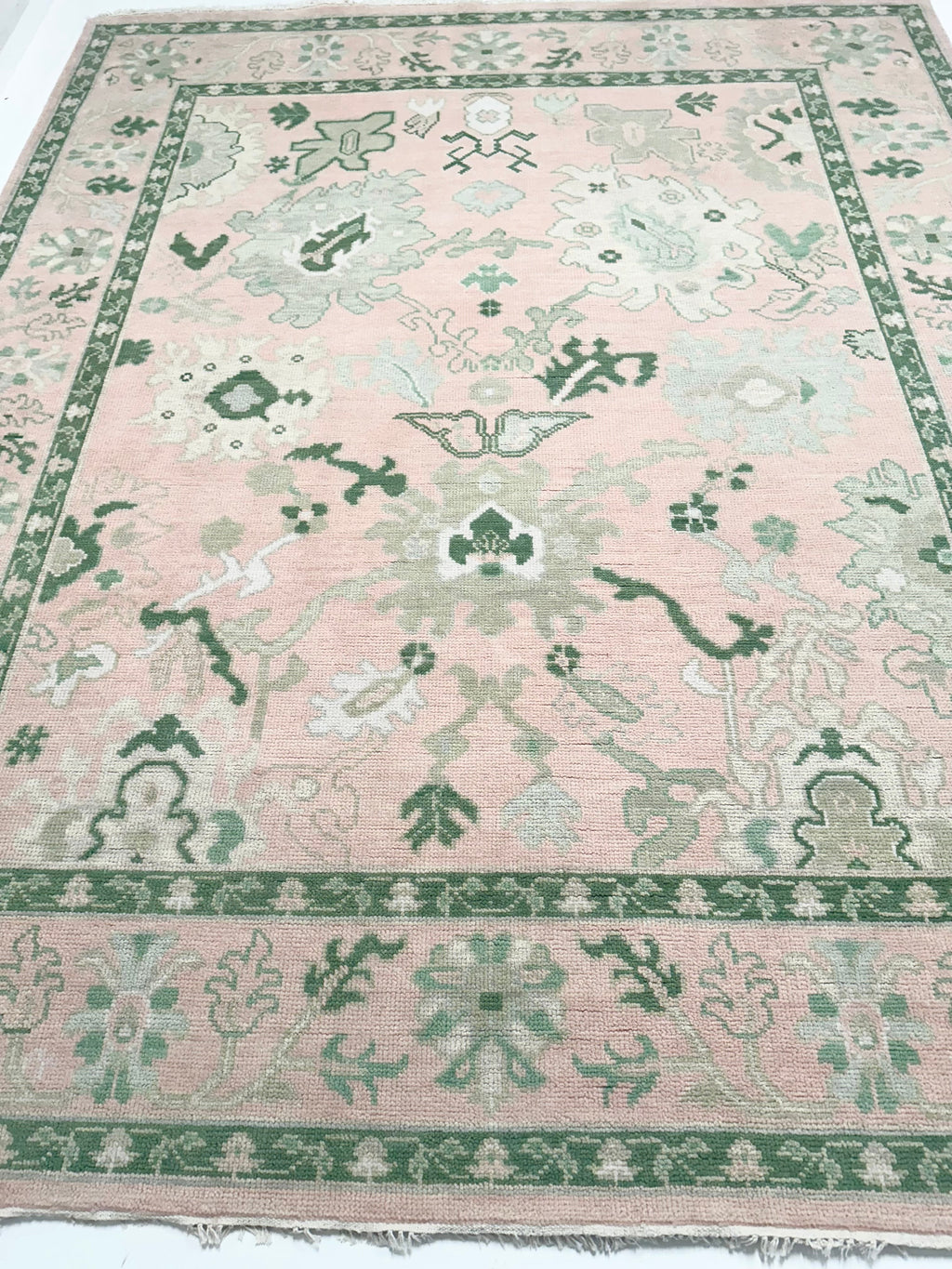 Rio Pink and Green Modern Oushak