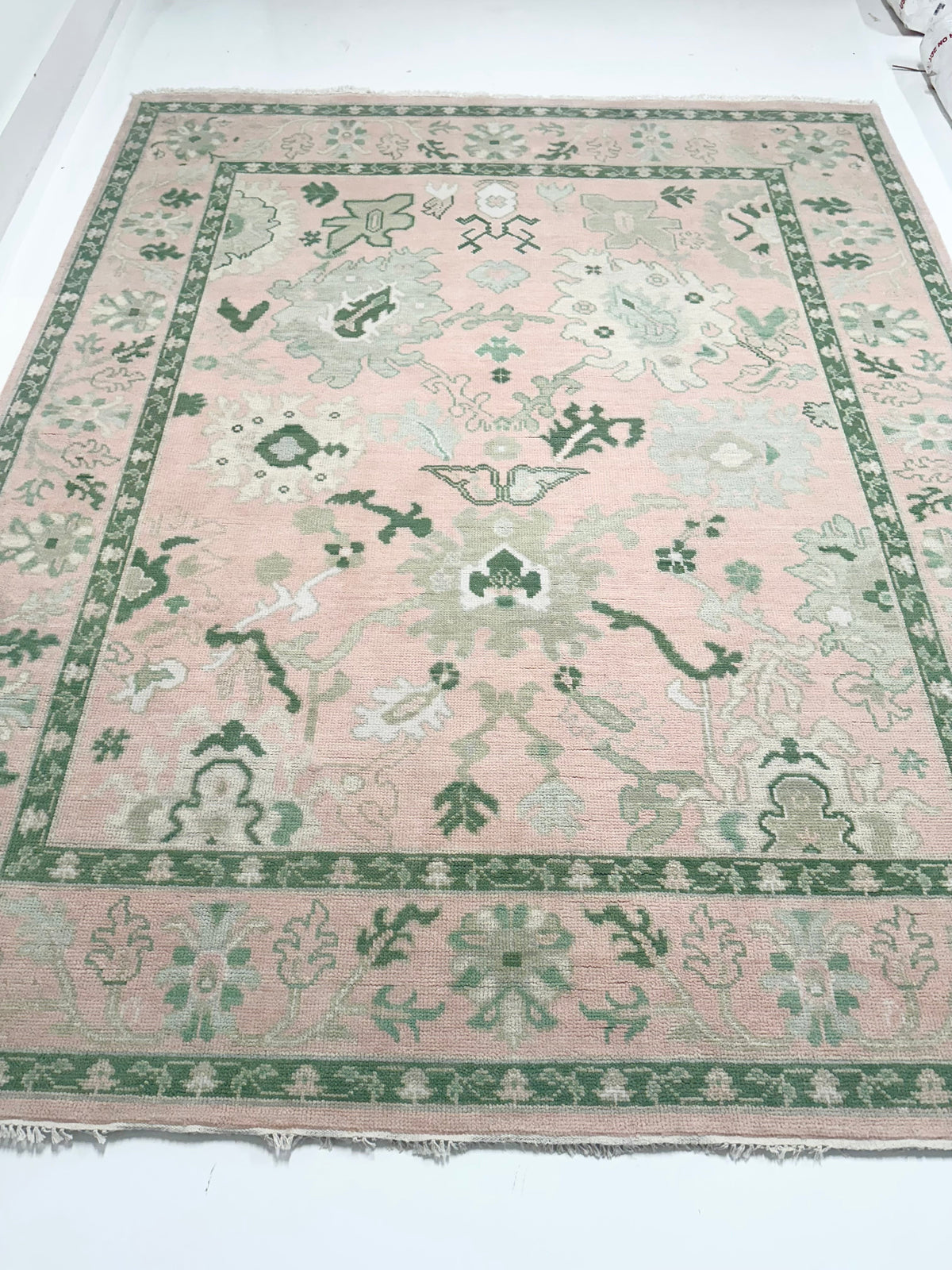 Rio Pink and Green Modern Oushak