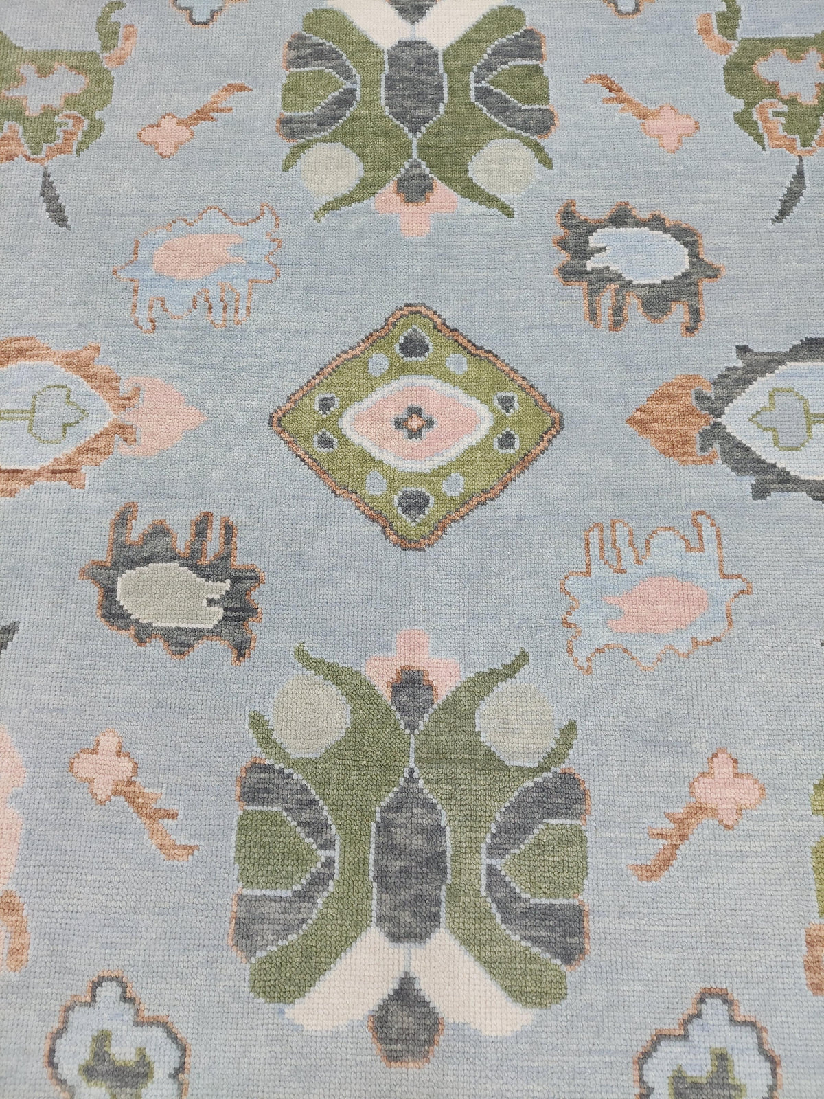 Geneva Green and Blue Modern Oushak Rug