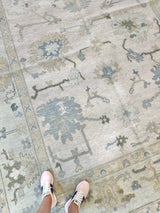 Evangeline neutral modern oushak rug with blues and greens in fairhope, AL