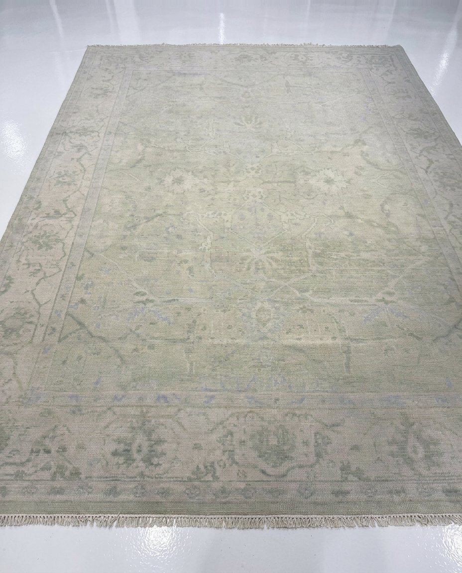 Raleigh Green Modern Oushak Rug