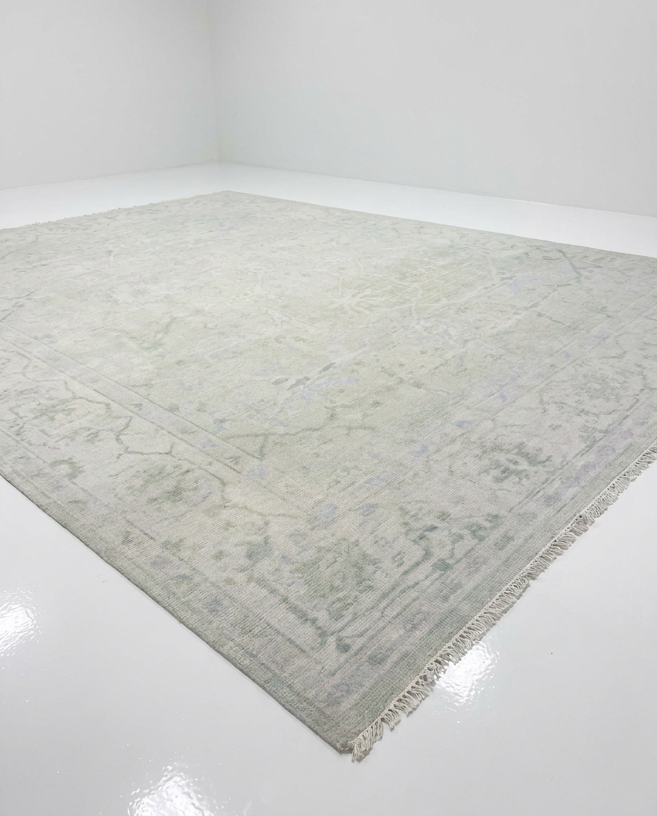 Raleigh Green Modern Oushak Rug
