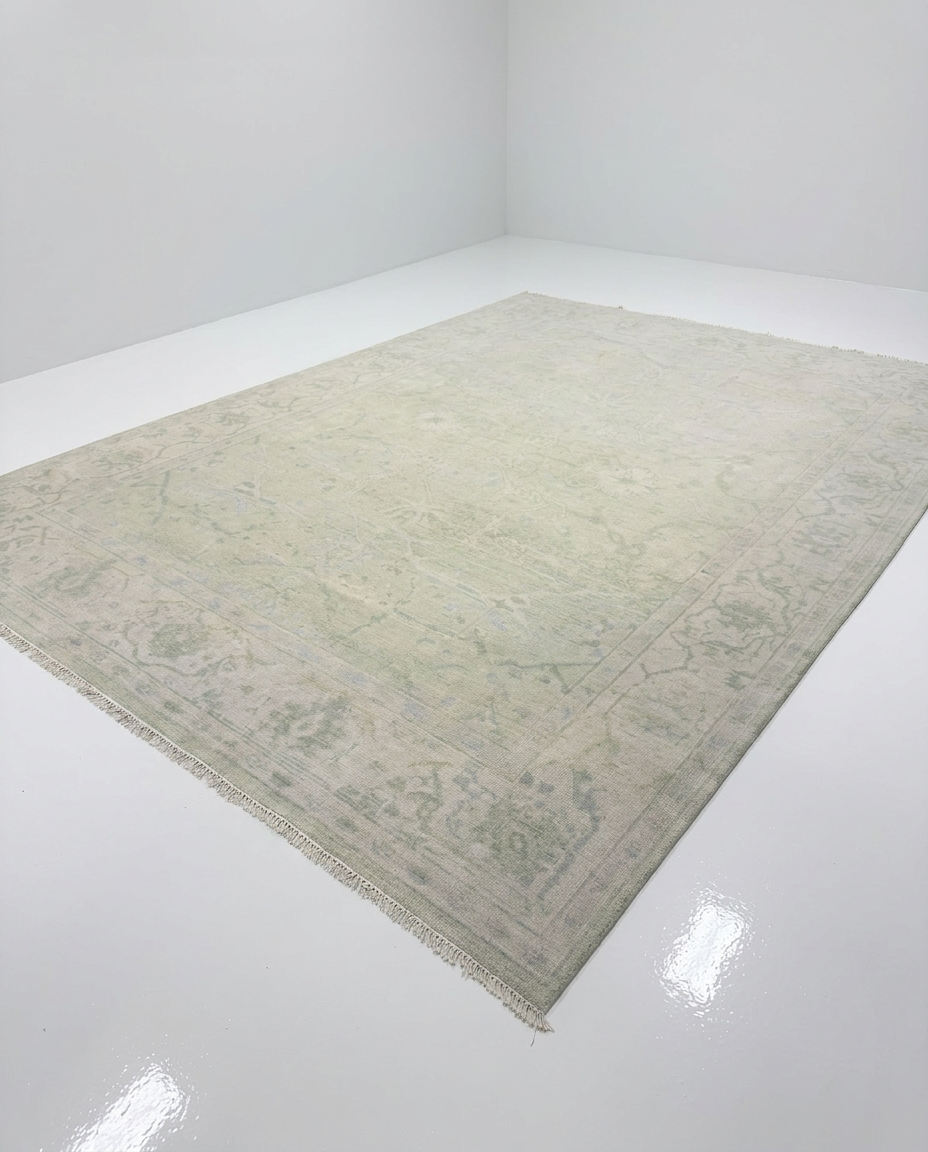 Raleigh Green Modern Oushak Rug