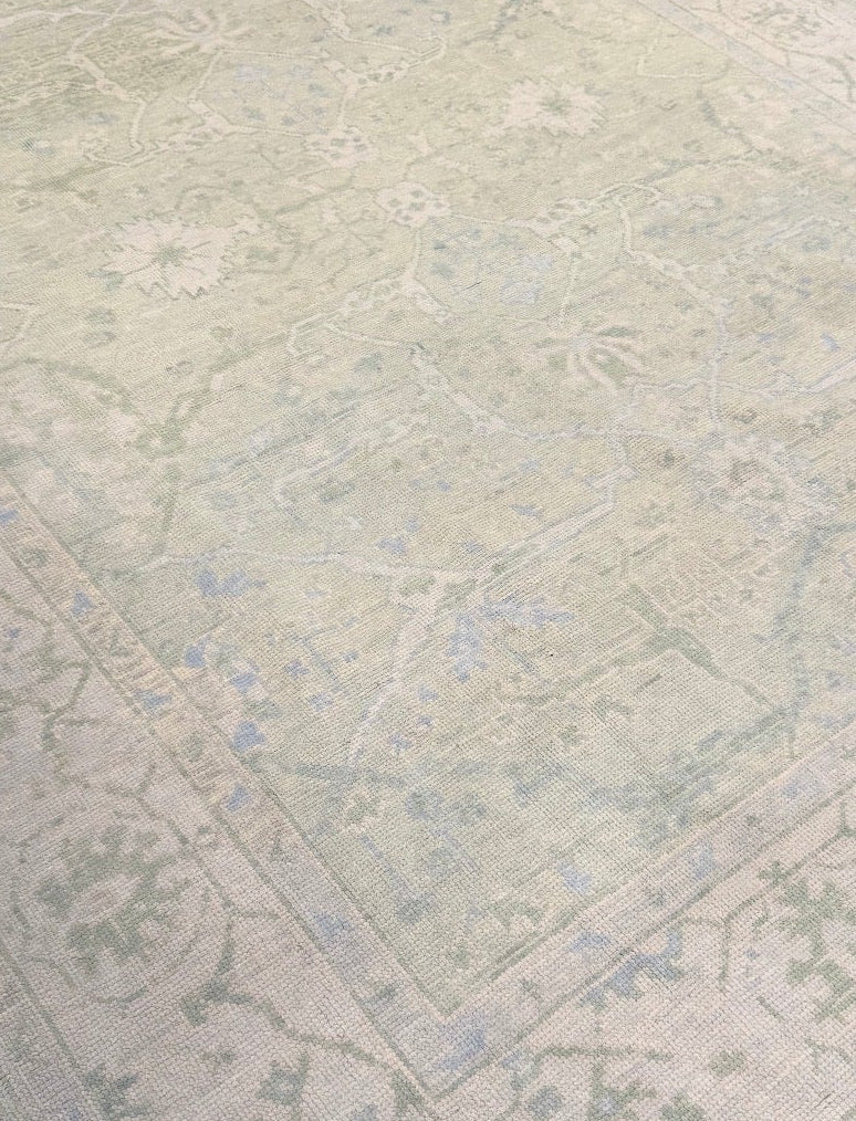 Raleigh Green Modern Oushak Rug