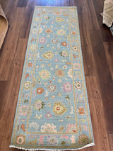 Gracie Modern Oushak rug in blue-green, hand-knotted 100% wool — detail