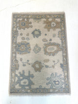 Emily Modern Oushak rug — cream, soft gray, blue, gray-green, warm tan, hand-knotted 100% wool (view 11)